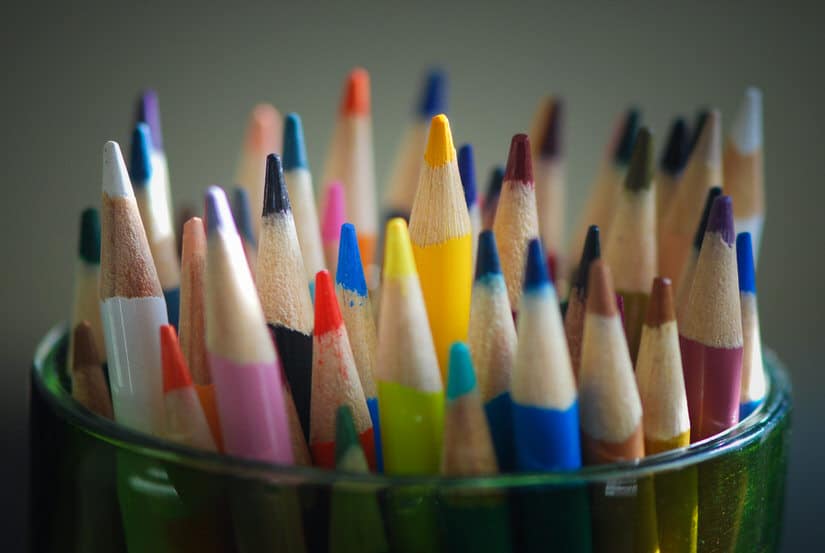 a lot of coloring pencils